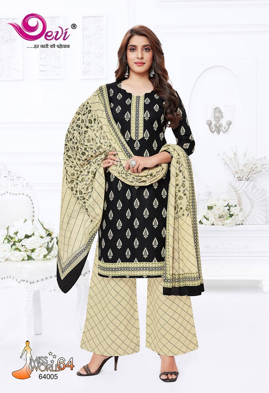 Devi Miss World 64 Wholesale Printed Cotton Dress Material Catalog
